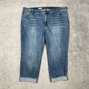 NWT KUT from the Kloth Abigail High Waist Crop Straight Leg Jeans Medium Wash 24